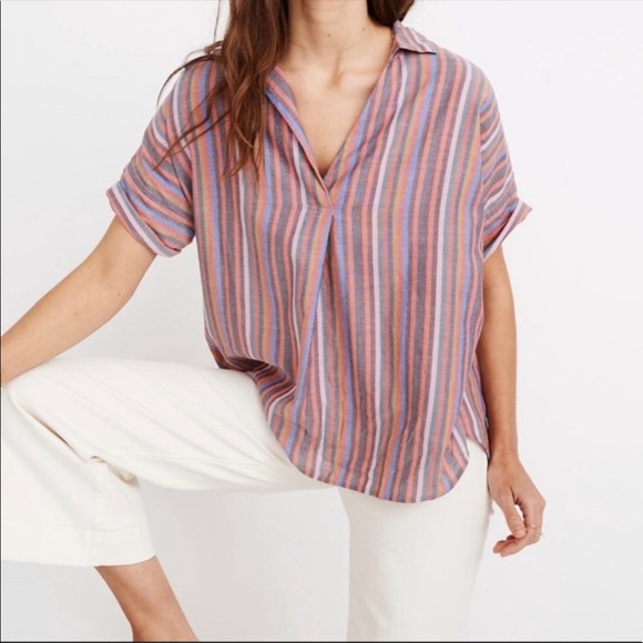 Madewell Tops - Madewell Courier Multi Color Stripe Top EUC